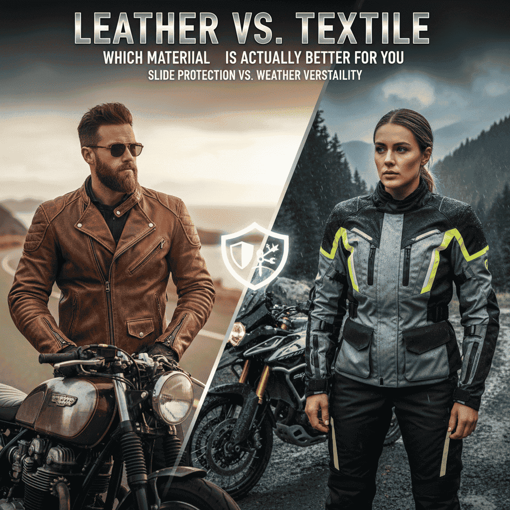Leather vs. Textile: Which material is actually better for your riding style? (Slide protection vs. weather versatility).