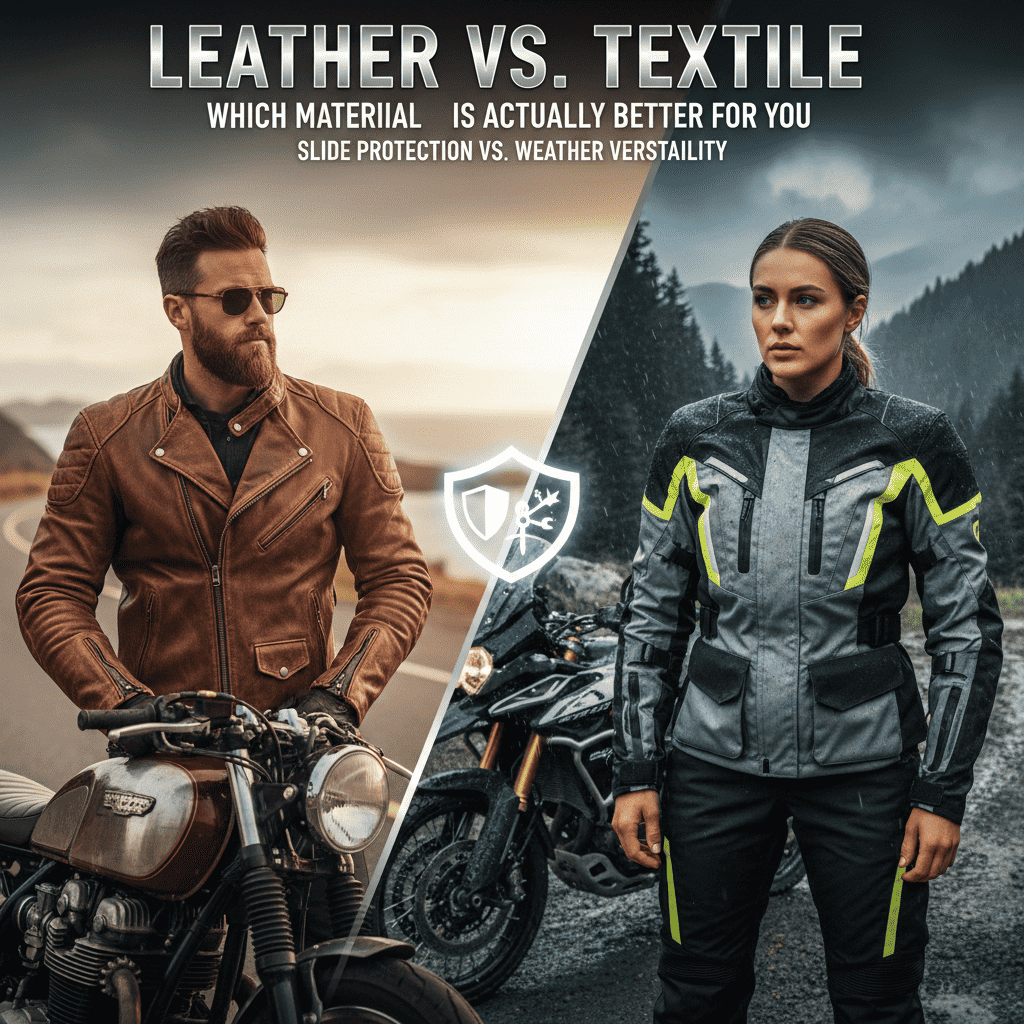 Leather vs. Textile: Which material is actually better for your riding style? (Slide protection vs. weather versatility).