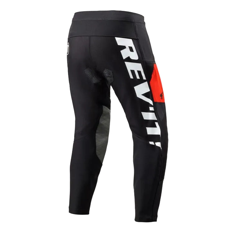 Black pants with 'REV'IT' logo on a white background