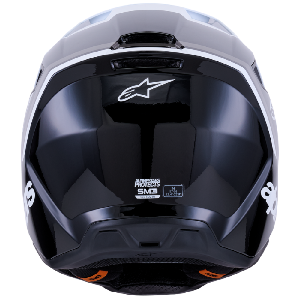 Black motorcycle helmet with brand logo on a white background