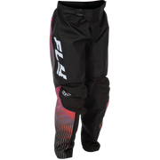 Black and pink pants with a logo on a white background