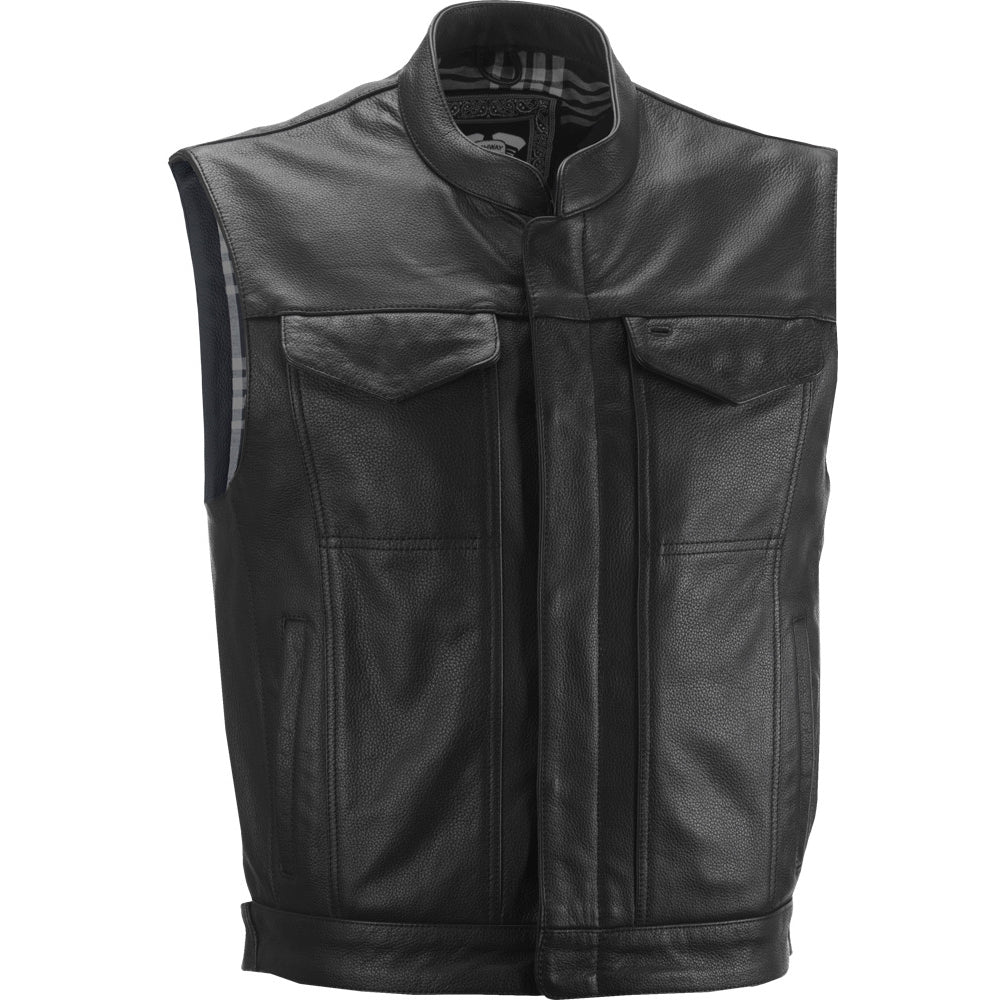 Black leather vest on a white background
