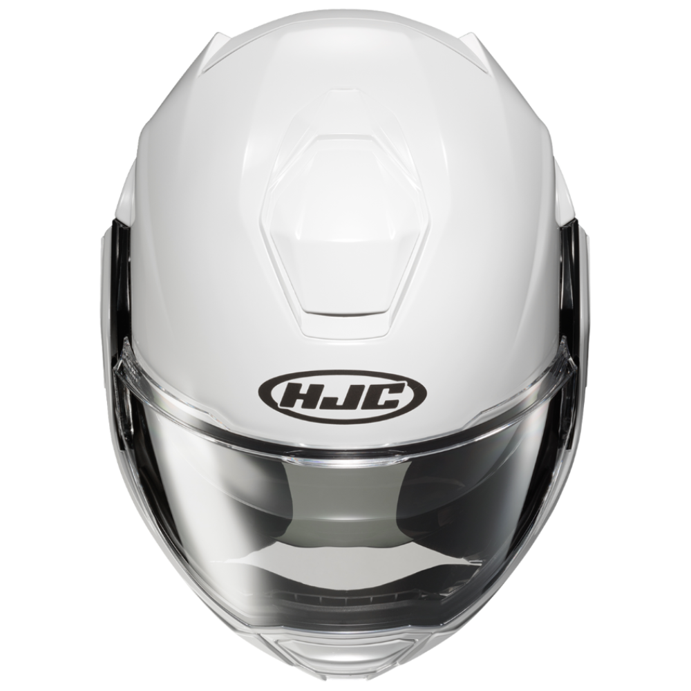 White motorcycle helmet with HJC logo on a white background