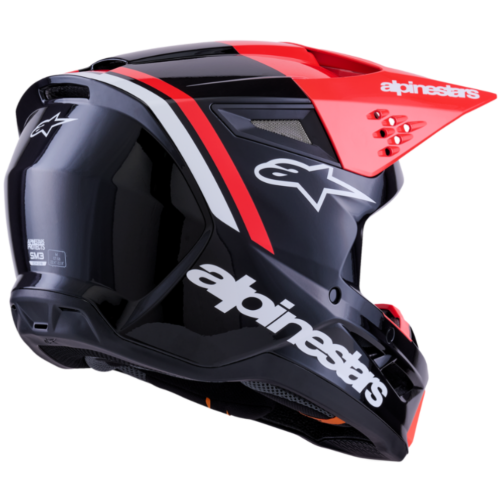 Black and red helmet with 'Alpinestars' branding on a white background
