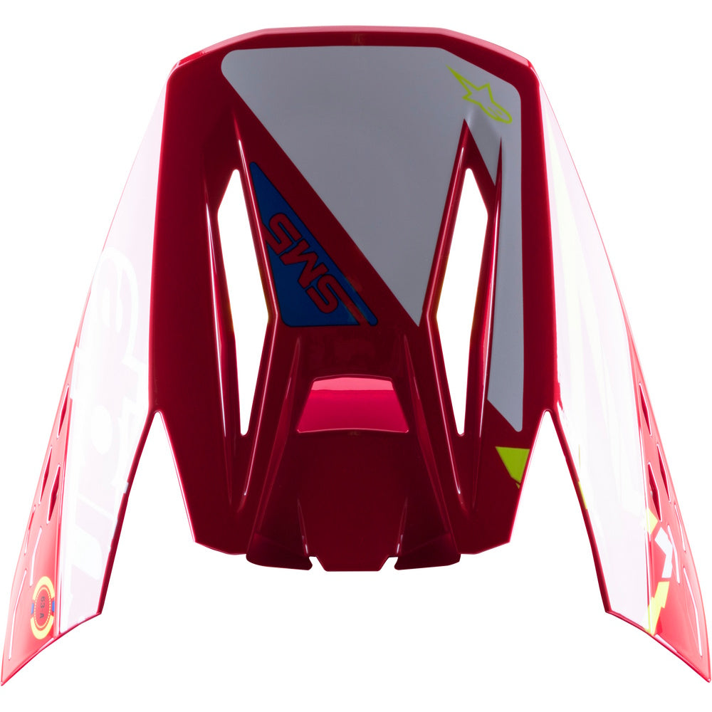Red motorcycle Peak Visor with a logo on a white background