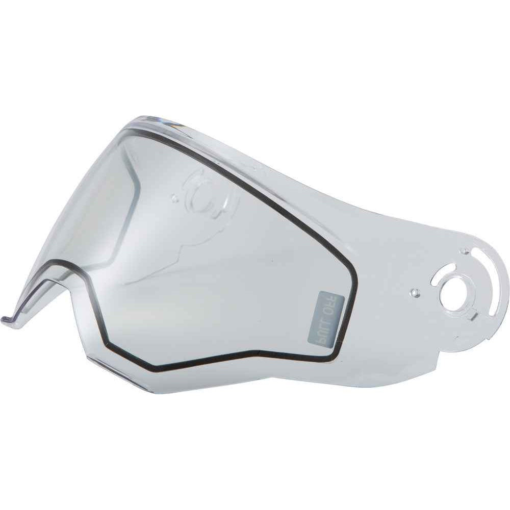 Clear motorcycle visor on a white background