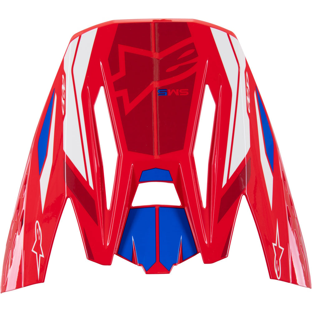 Action 2 Red/Blue motorcycle Peak Visor with a logo on a white background