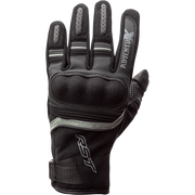 Black motorcycle glove with gray accents on a white background