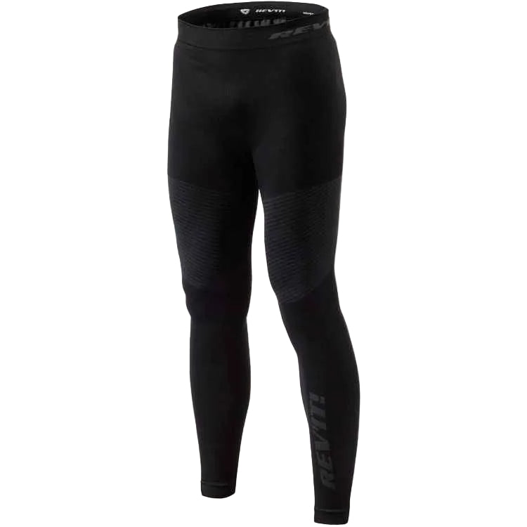 Black compression leggings with brand logo on a light gray background