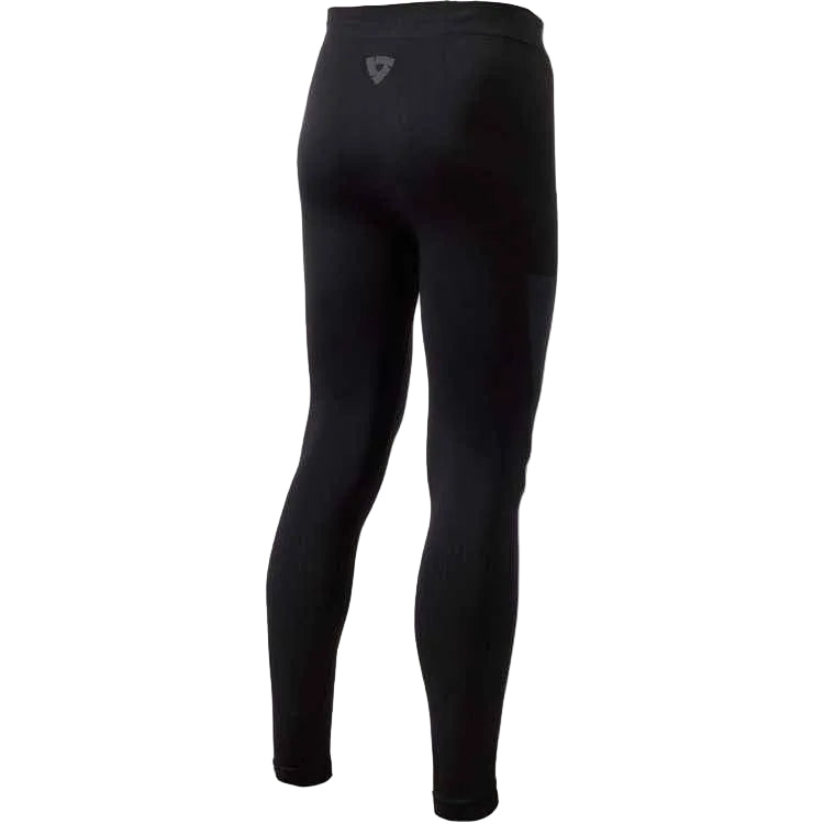 Black leggings with a brand logo on a light gray background
