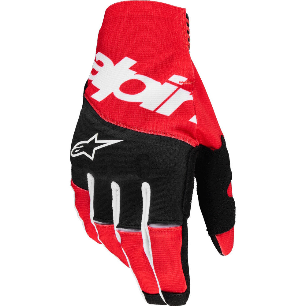 Red and black glove with a brand logo on a white background