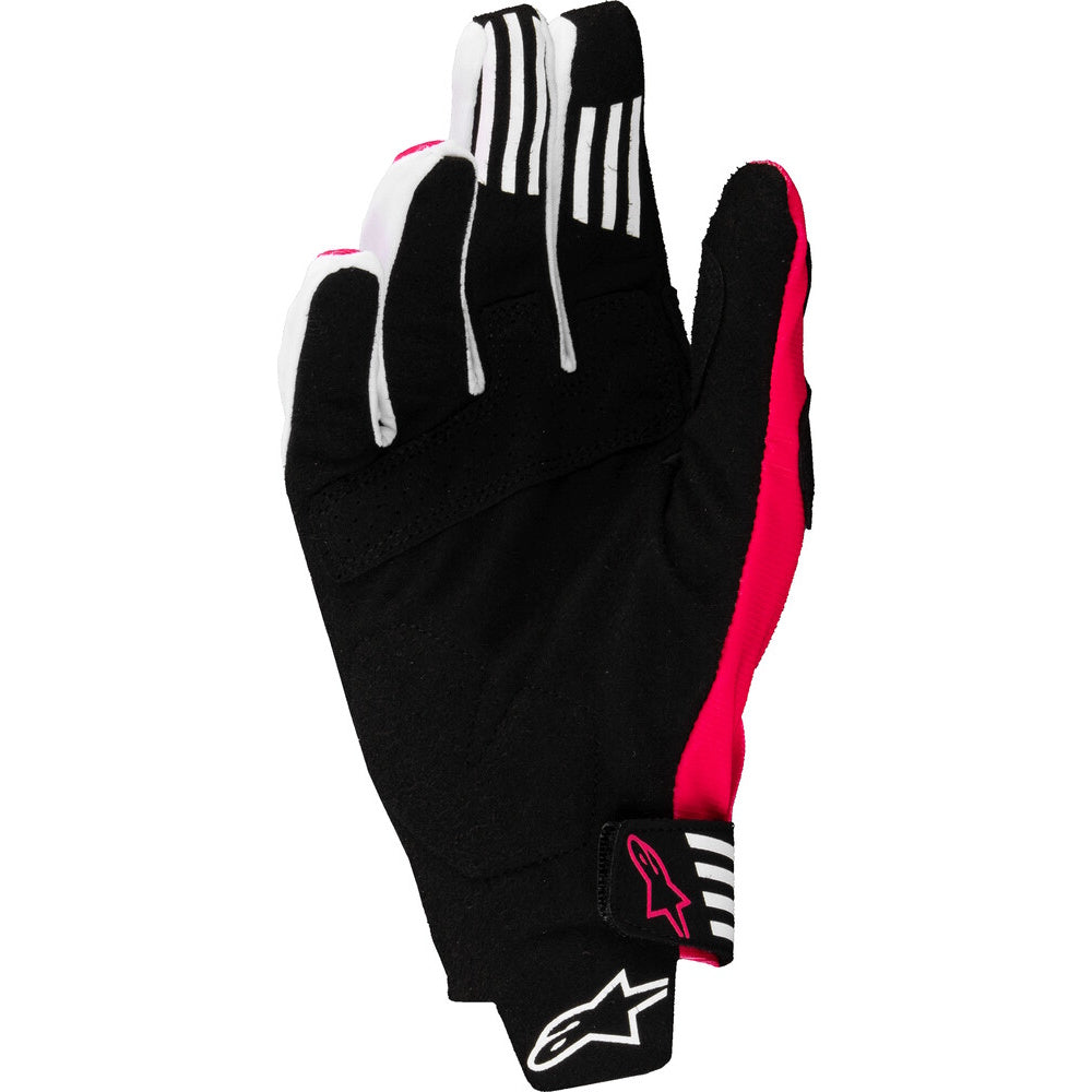 Black glove with red accents and a brand logo on a white background