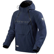 Navy blue jacket with brand logo on a light gray background