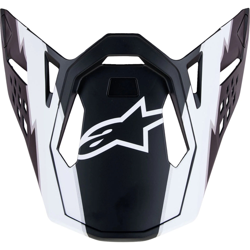Black and white helmet visor with a star logo on a white background