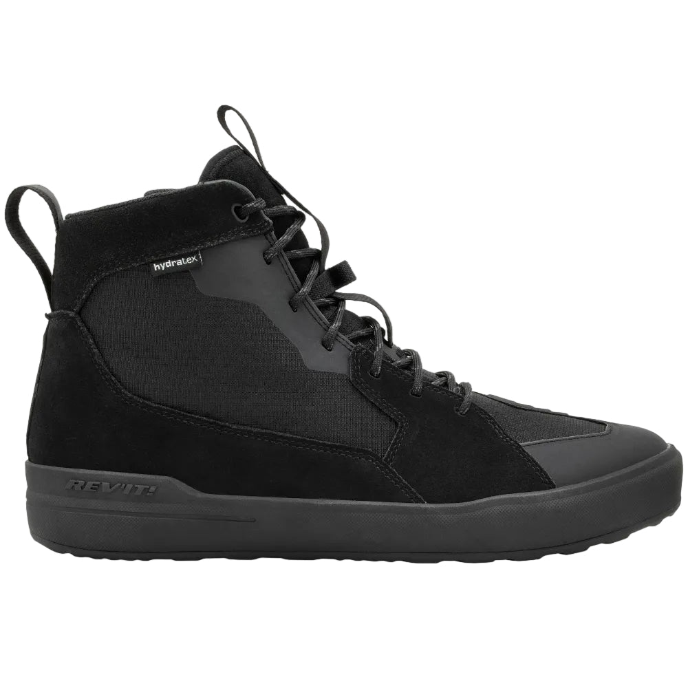Black high-top sneaker on a white background