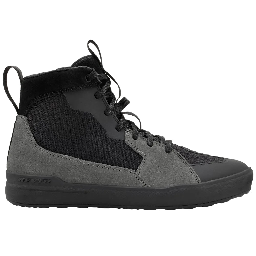 Black and gray high-top sneaker on a white background