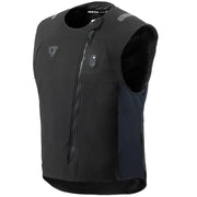 Black sleeveless jacket on a light gray background