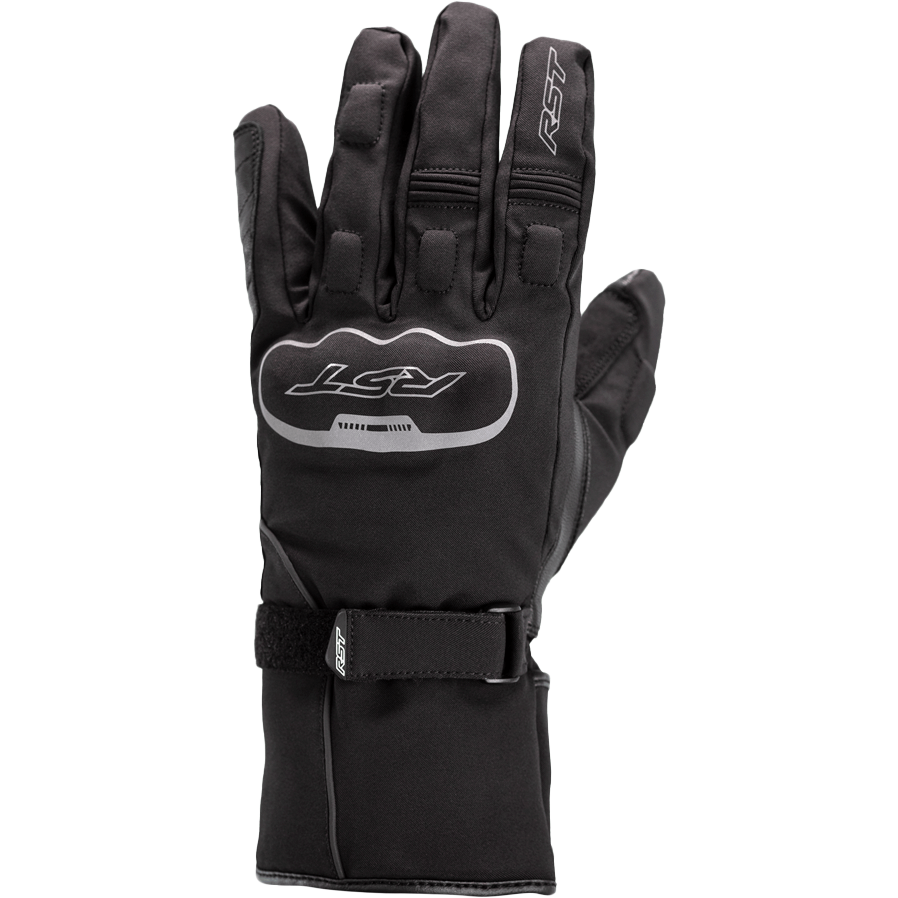 Black glove with a visible brand logo on a white background