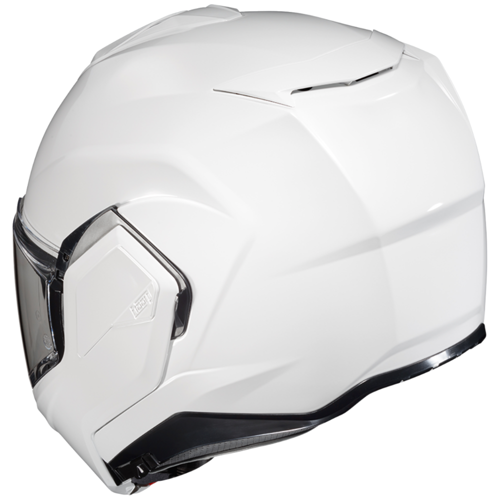 White motorcycle helmet with clear visor on a white background