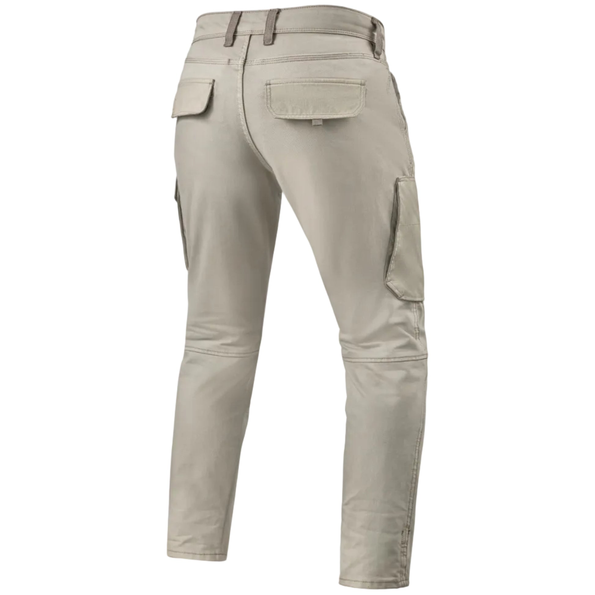 Beige cargo pants on a white background