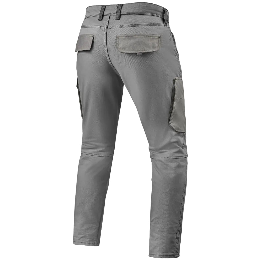 Gray cargo pants on a white background