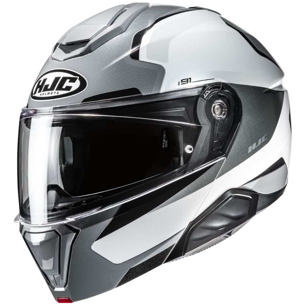 HJC motorcycle helmet with clear visor on a white background