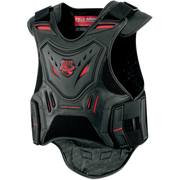 A black and red HECAR Field Armor protective chest guard with a carbon fiber pattern, shown on a solid white background.