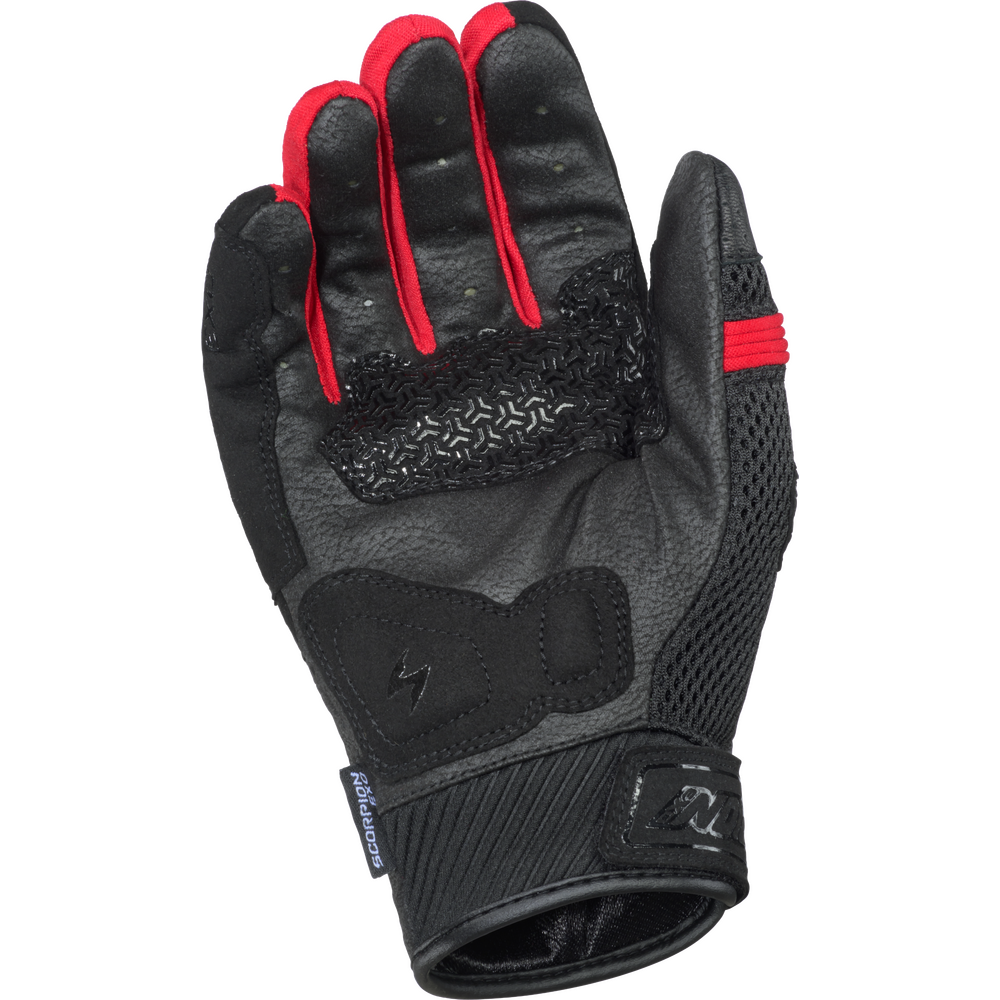 Black and red glove with brand logo on a white background