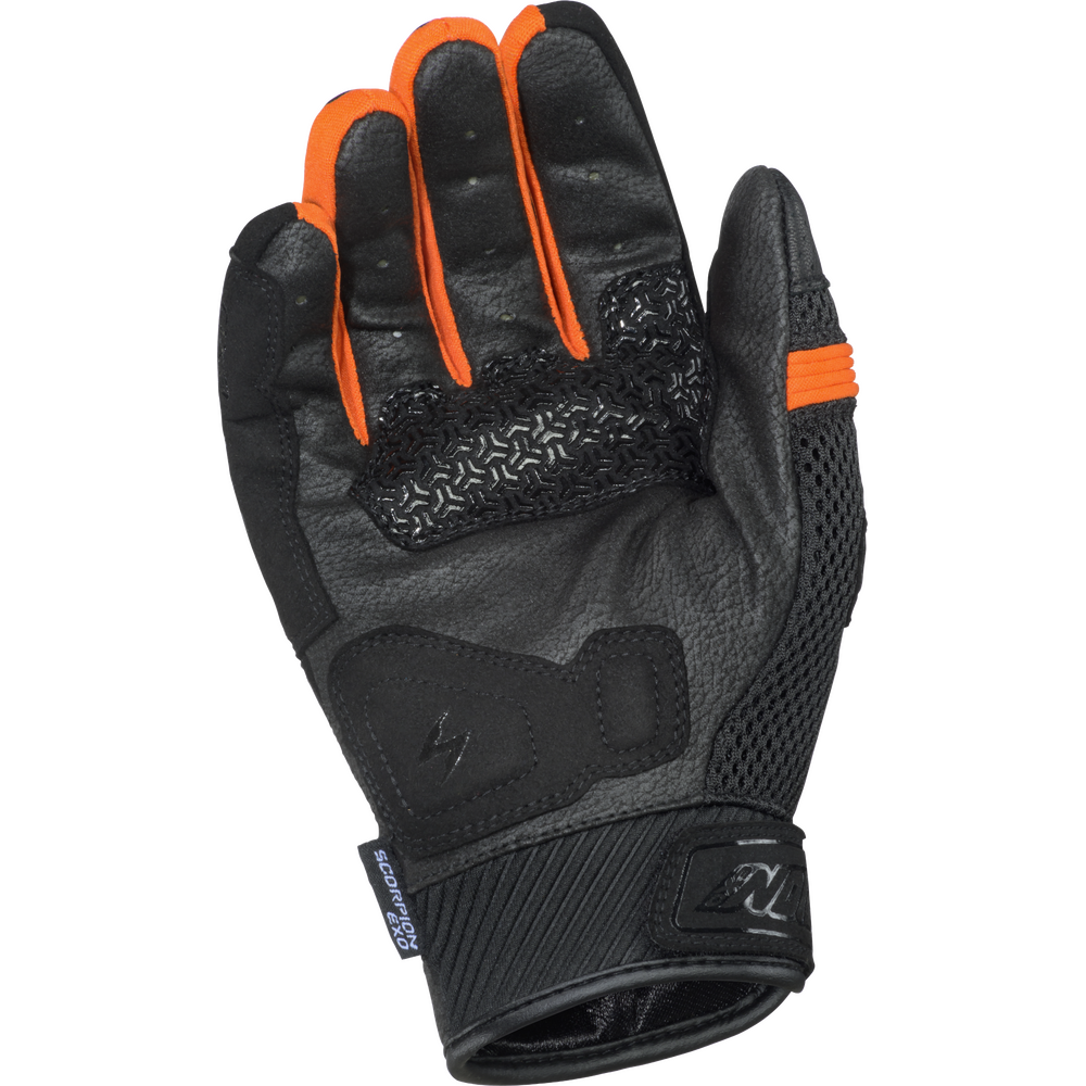 Black and orange glove with brand logo on a white background