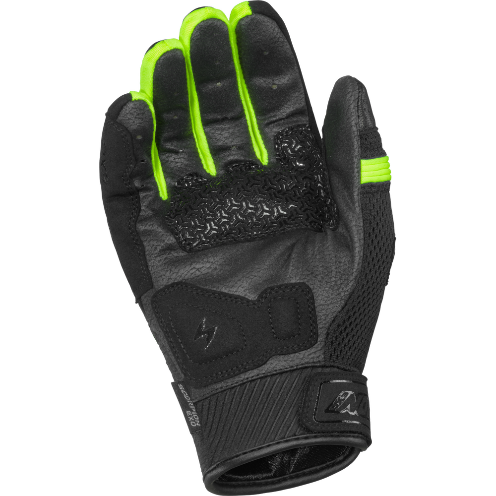 Black glove with green accents on a white background