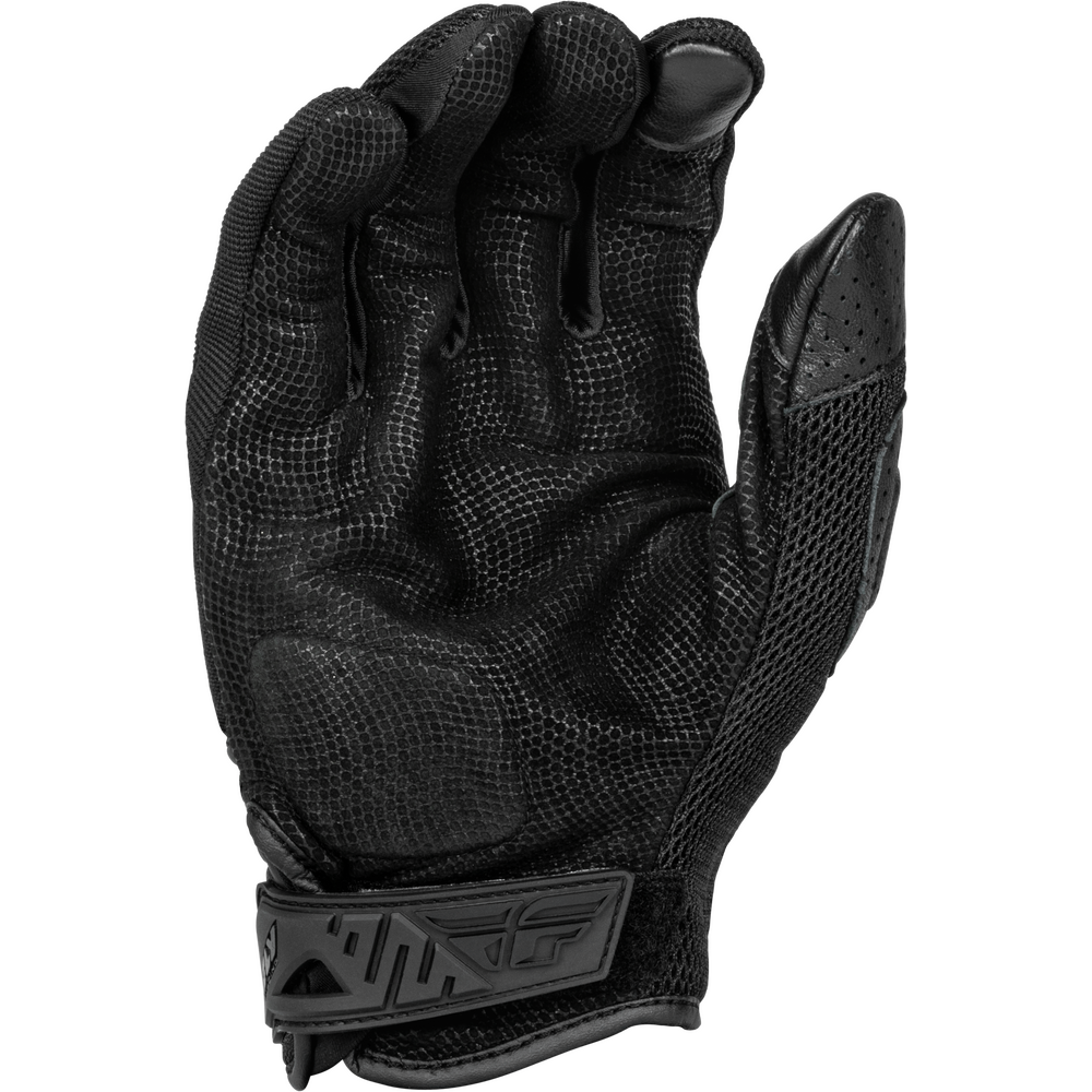Black tactical glove with a brand logo on a white background