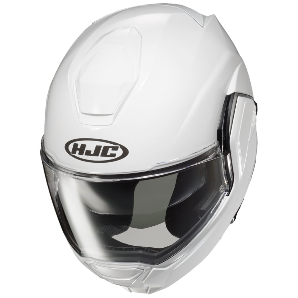 White motorcycle helmet with HJC logo on a white background