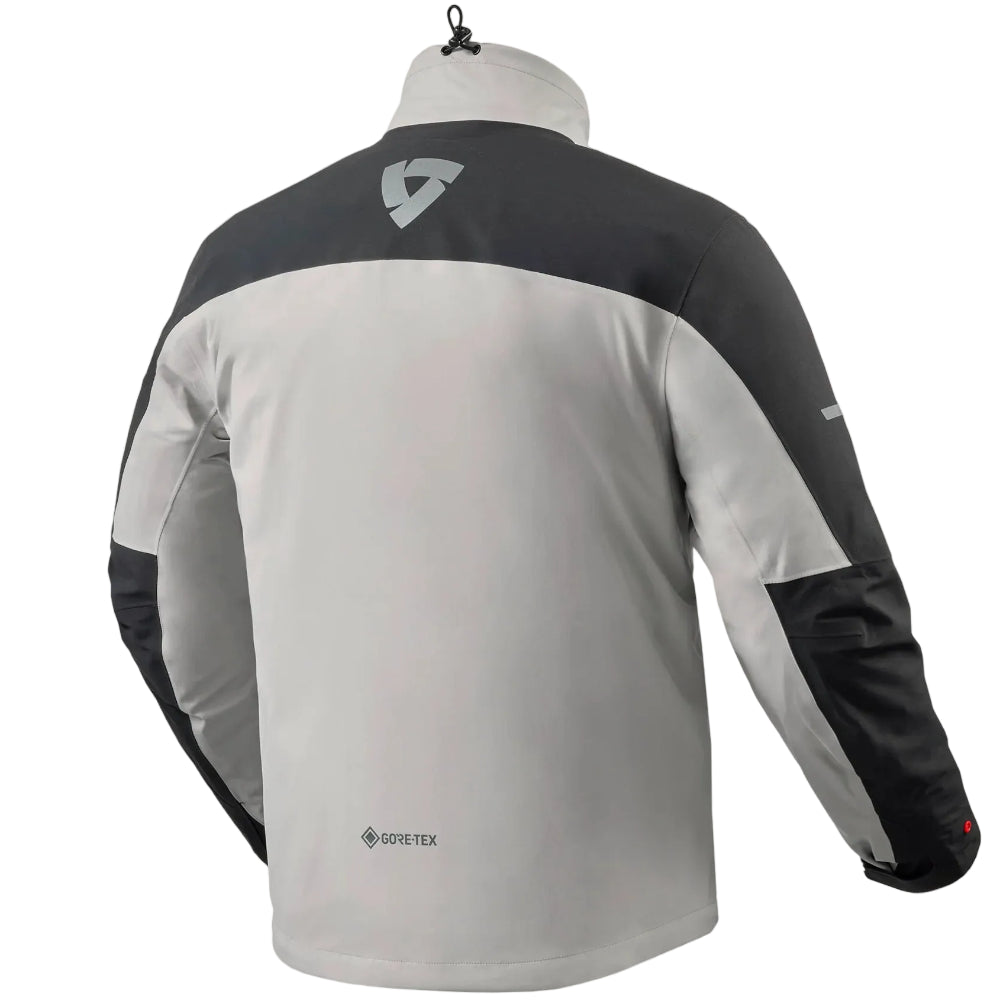 Rev'it! Gore-Tex motorcycle jacket liner in dark gray and light gray design on a white background