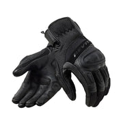 Black tactical gloves with REV'IT logo on a white background
