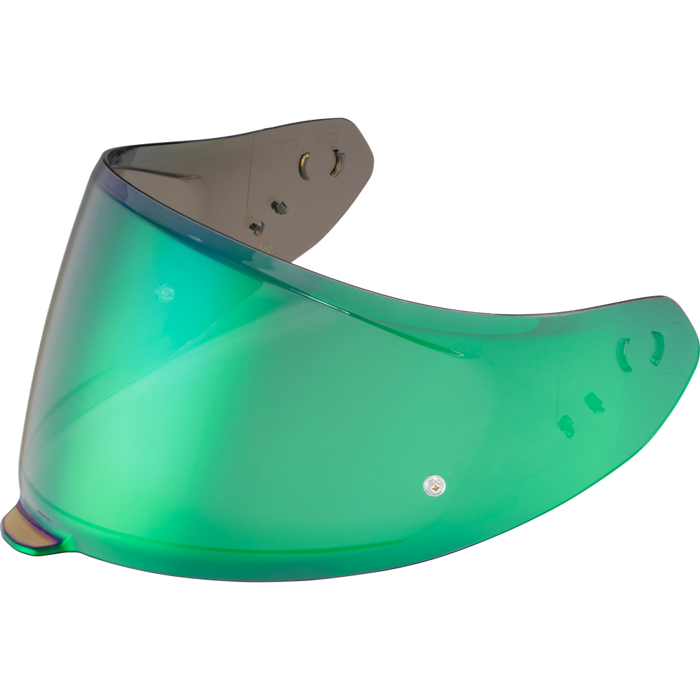 Green motorcycle visor on a white background