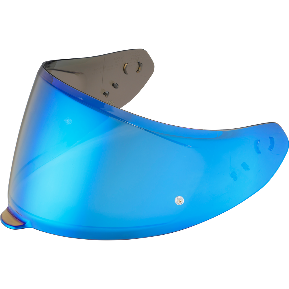 Blue motorcycle visor on a white background