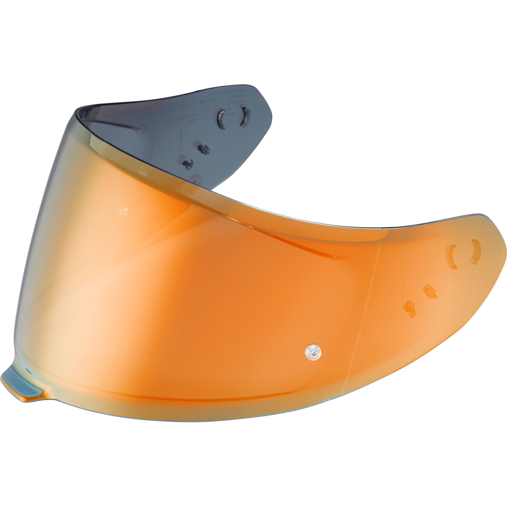 Orange motorcycle helmet visor on a white background