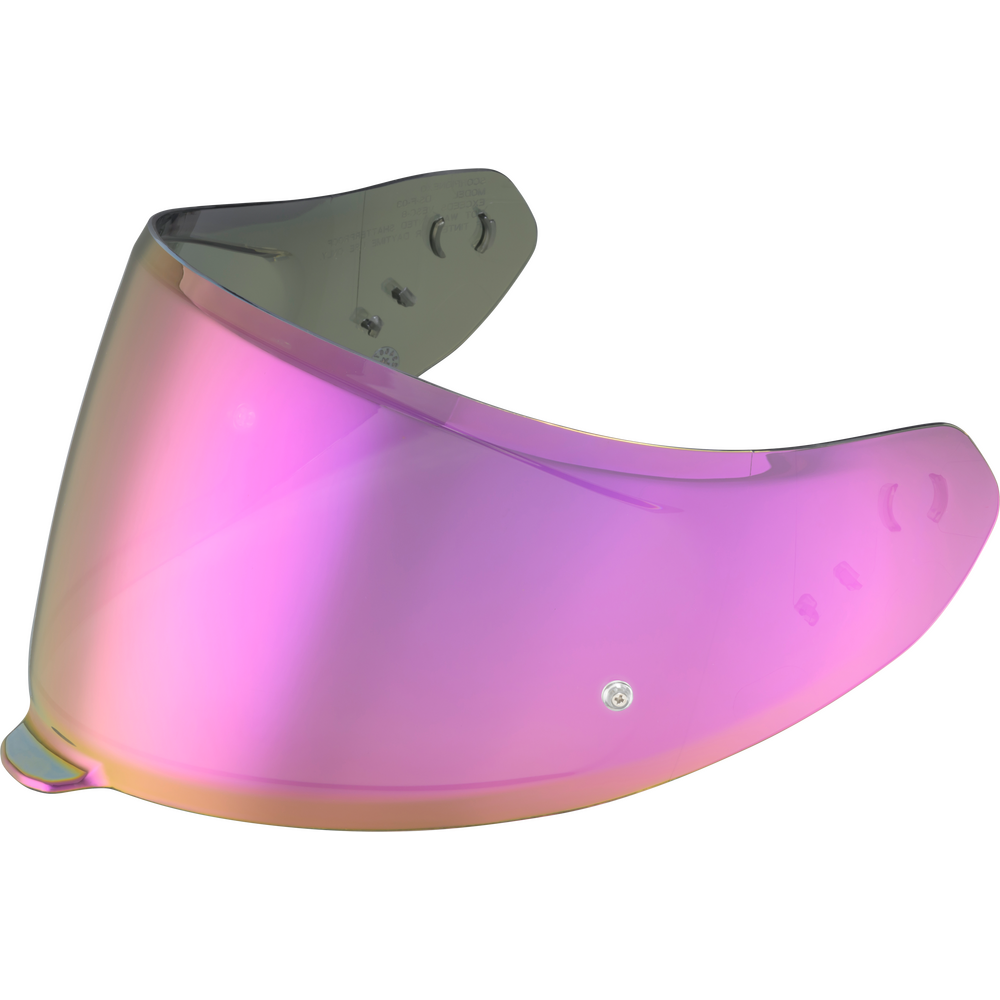 Pink motorcycle helmet visor on a white background