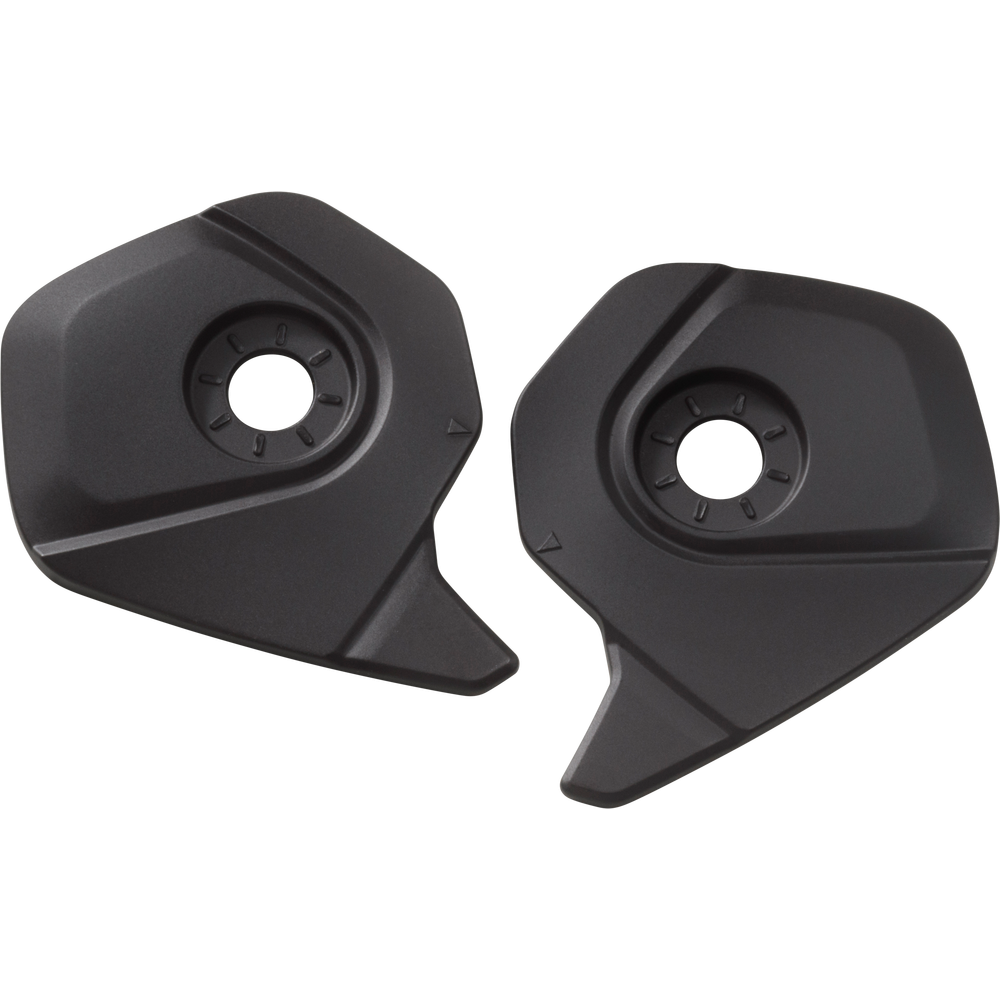 A pair of matte black plastic motorcycle tank guards or covers, displayed side-by-side on a plain white background.