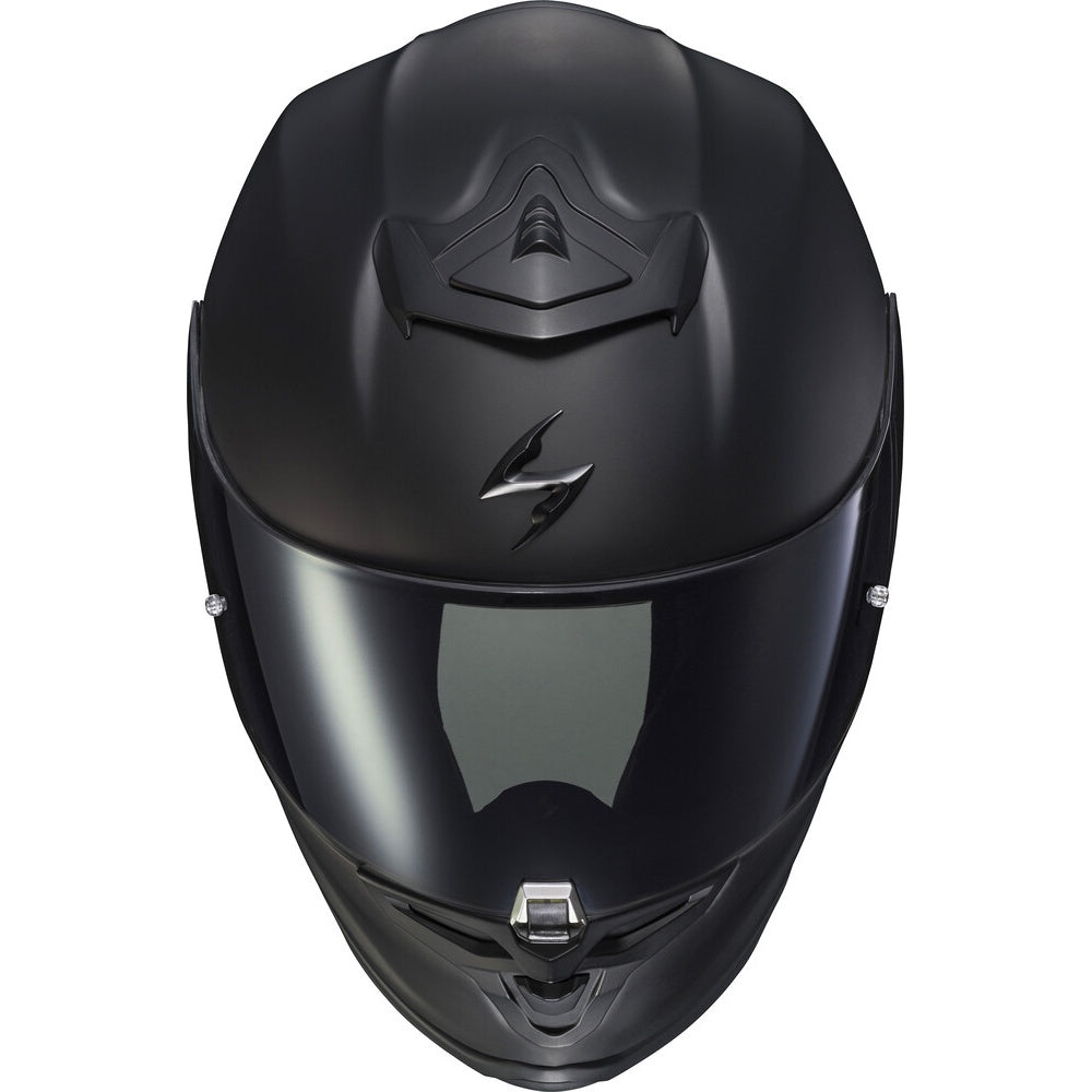 Black motorcycle helmet on a white background