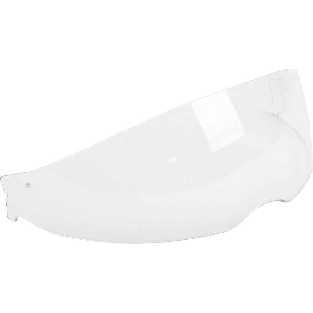 Clear motorcycle visor on a white background