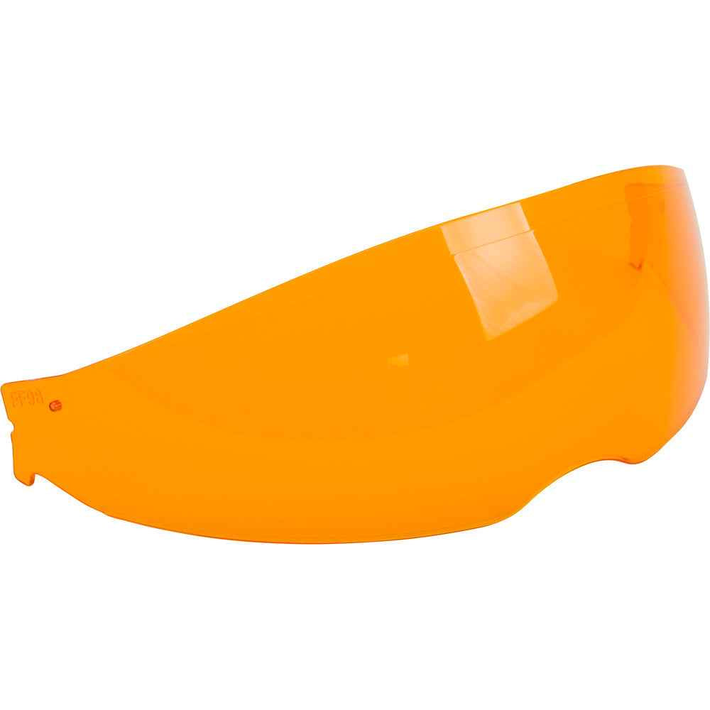 Amber motorcycle visor on a white background