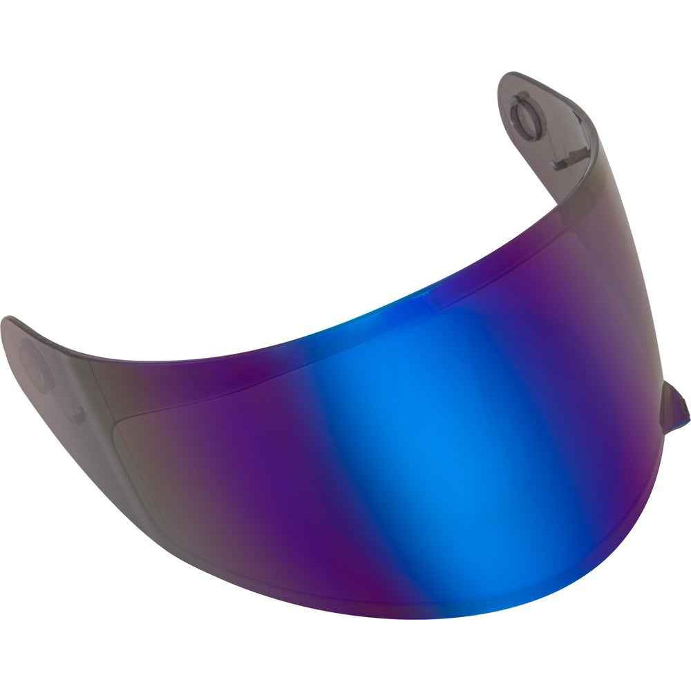 Blue reflective visor on a white background
