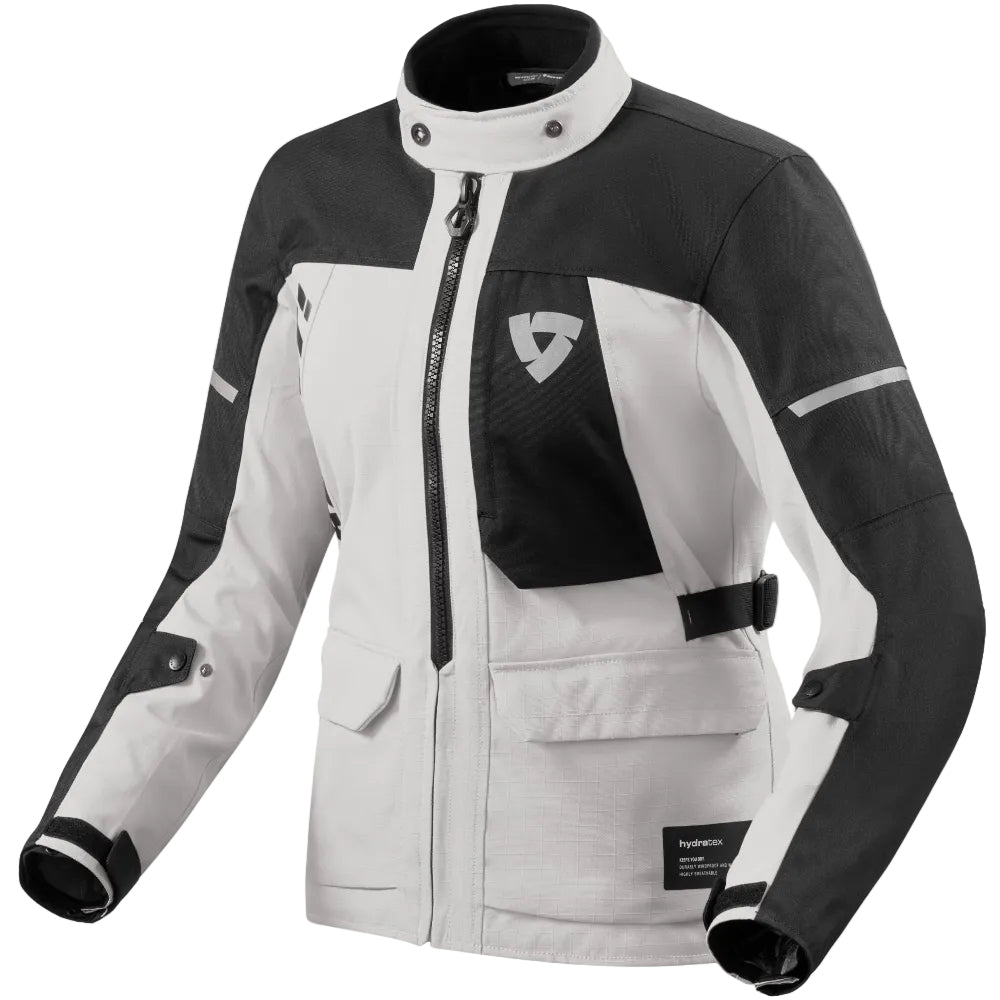 Black and gray jacket with a brand logo on a white background