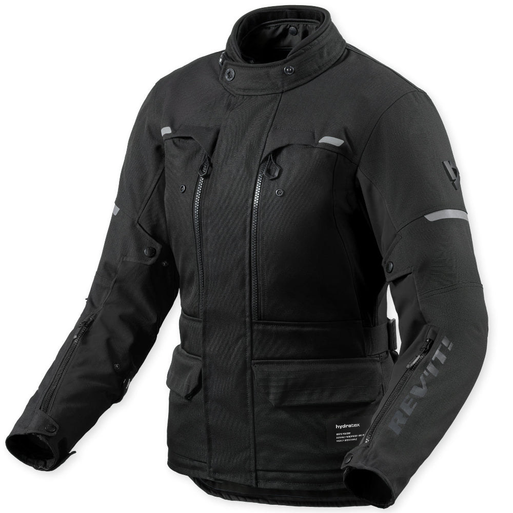 Black motorcycle jacket on a white background