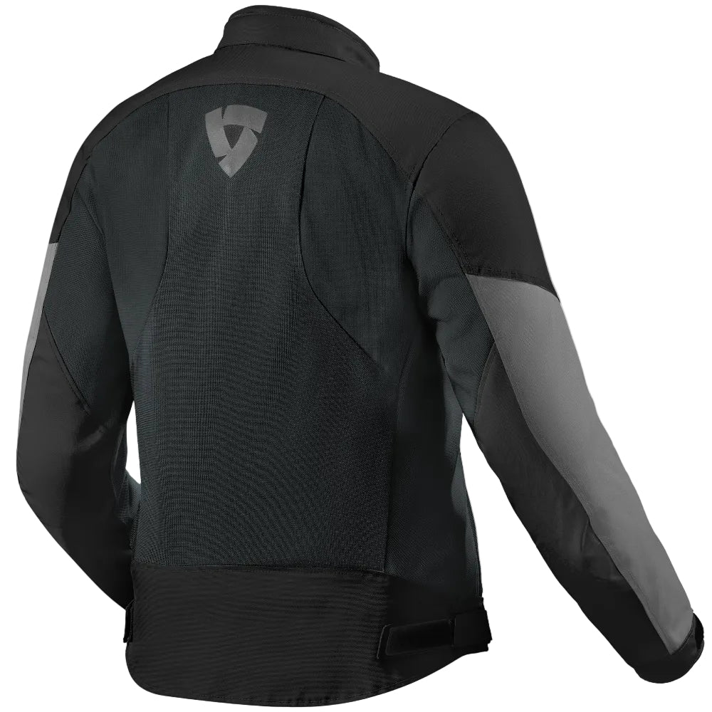 Black jacket with gray accents on a white background