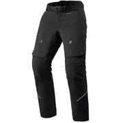 Black technical riding pants with a built-in belt, cargo pockets, and knee reinforcement details, shown on a plain white background.