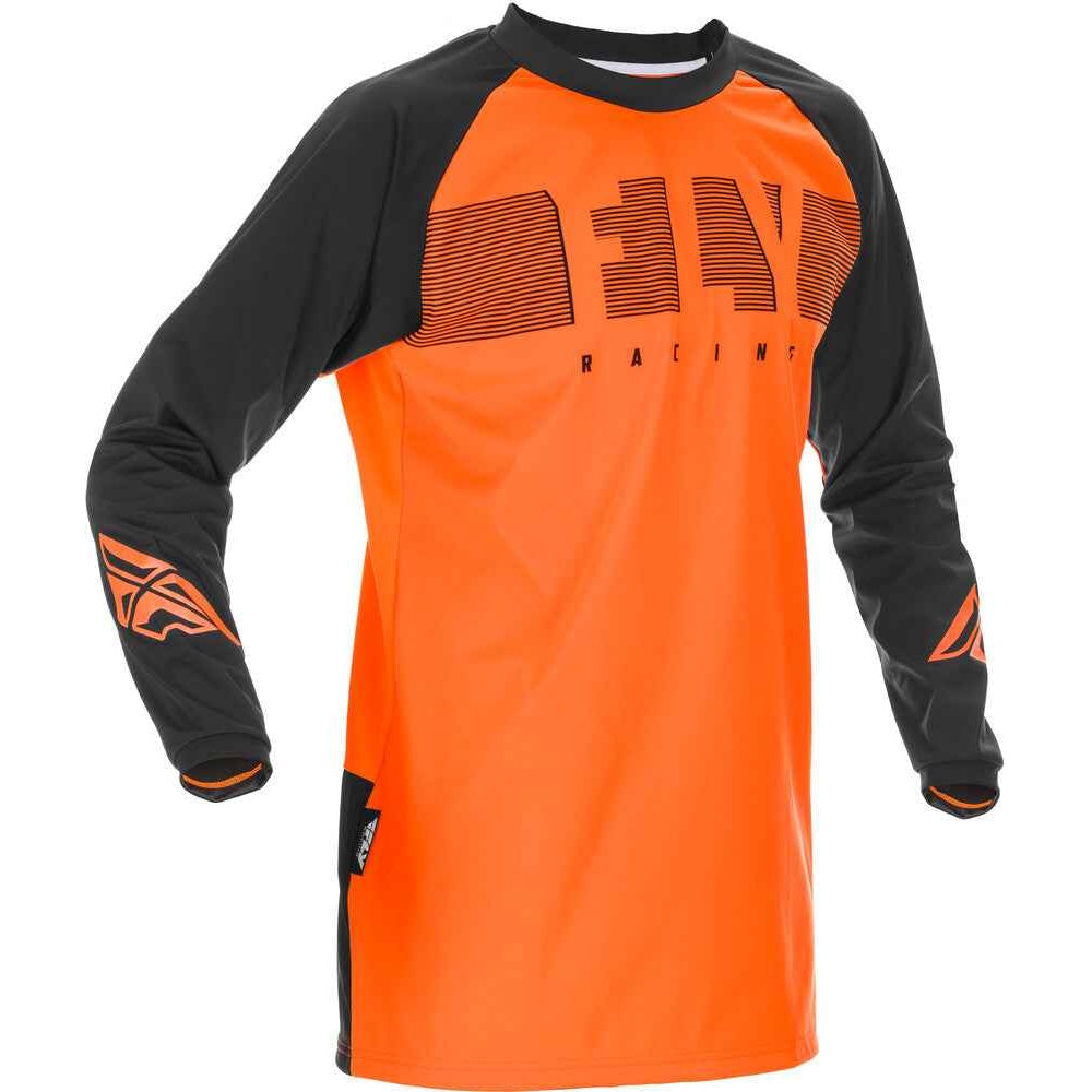 Orange and black racing jersey with 'FXR' branding on a white background