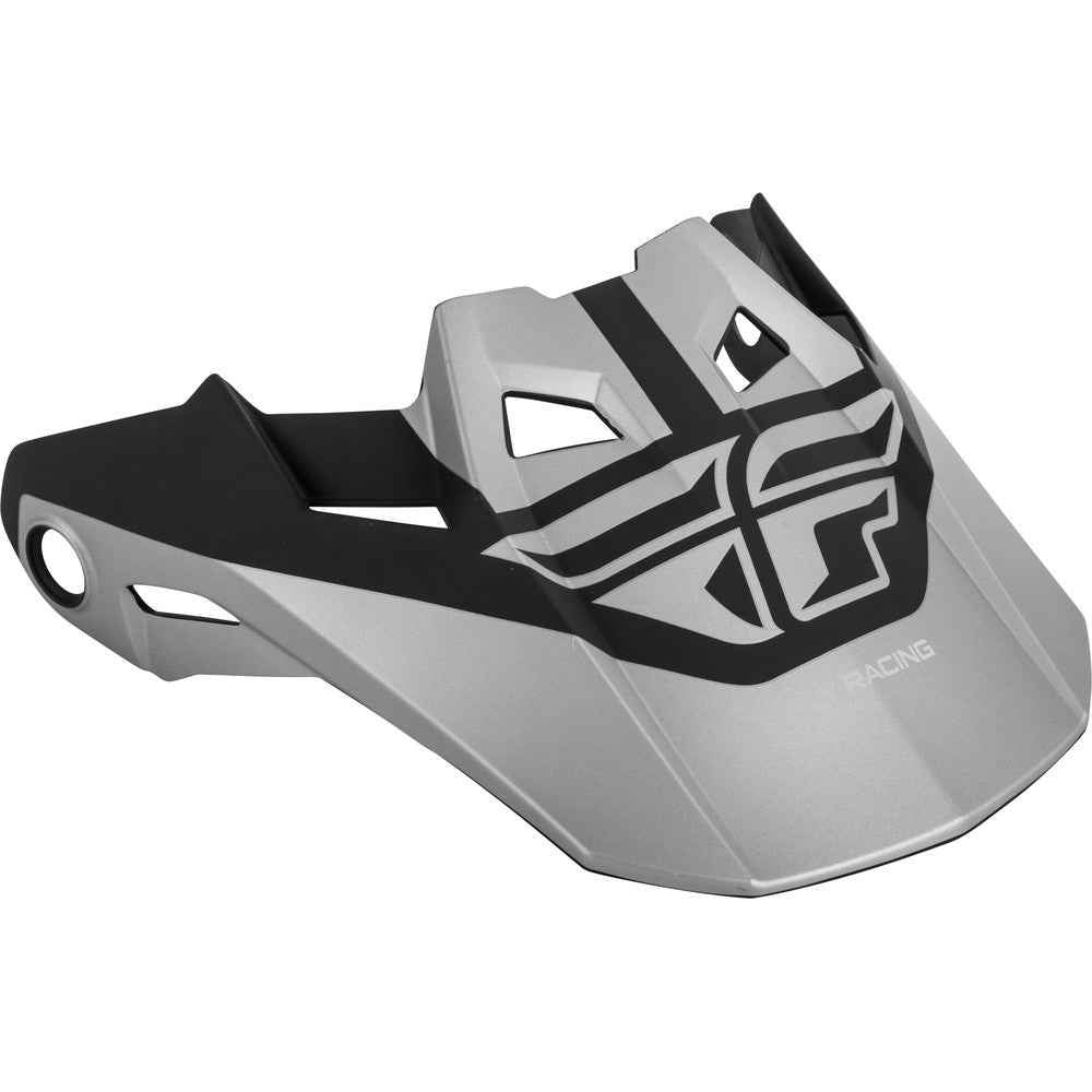 Motorcycle helmet visor with black and gray design on a white background