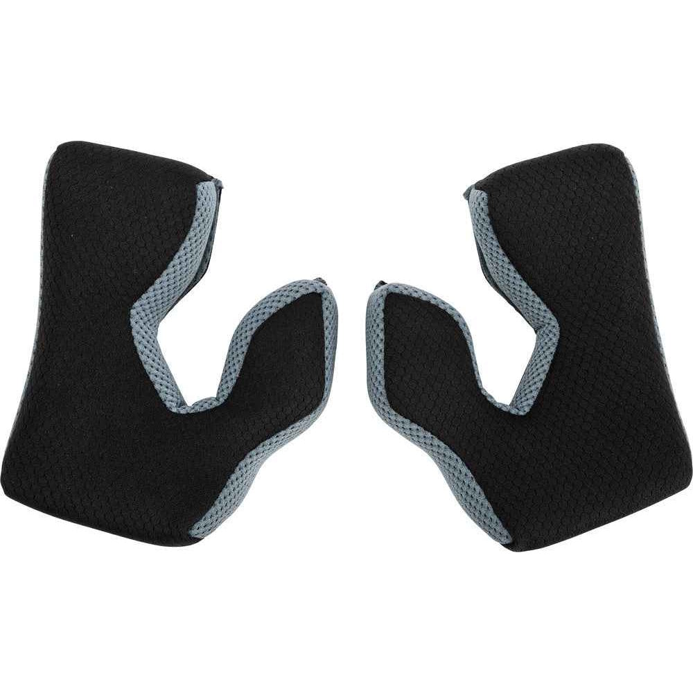 Pair of black and gray cheek pads on a white background